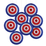 20" diam. Patriotic Stars & Stripes Cutout Hanging Paper Fans - 12 Pc.