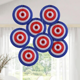 20" diam. Patriotic Stars & Stripes Cutout Hanging Paper Fans - 12 Pc.