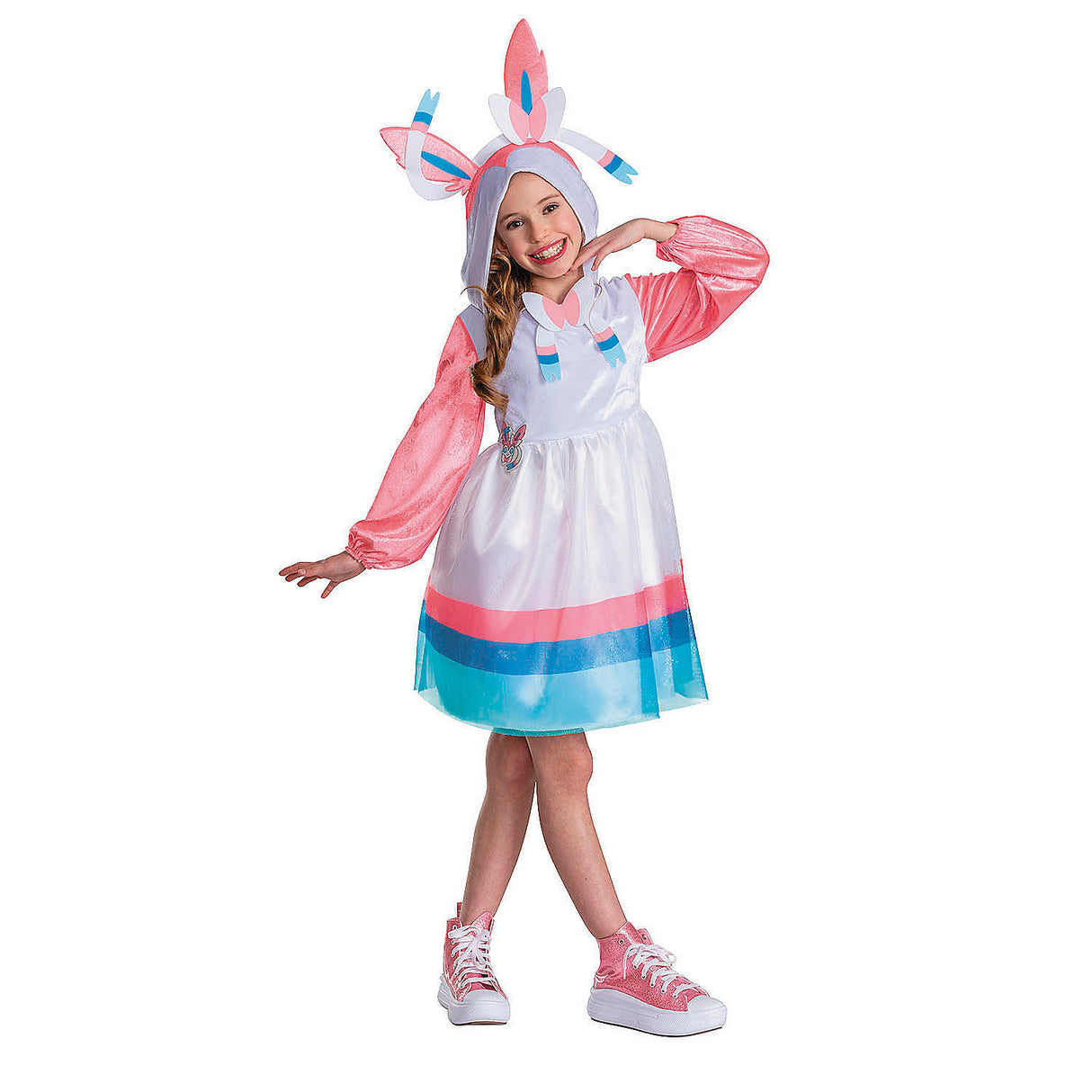 Kids Pokmon Sylveon Hooded Dress Costume for Halloween Parties and Trick or Treating Adventures