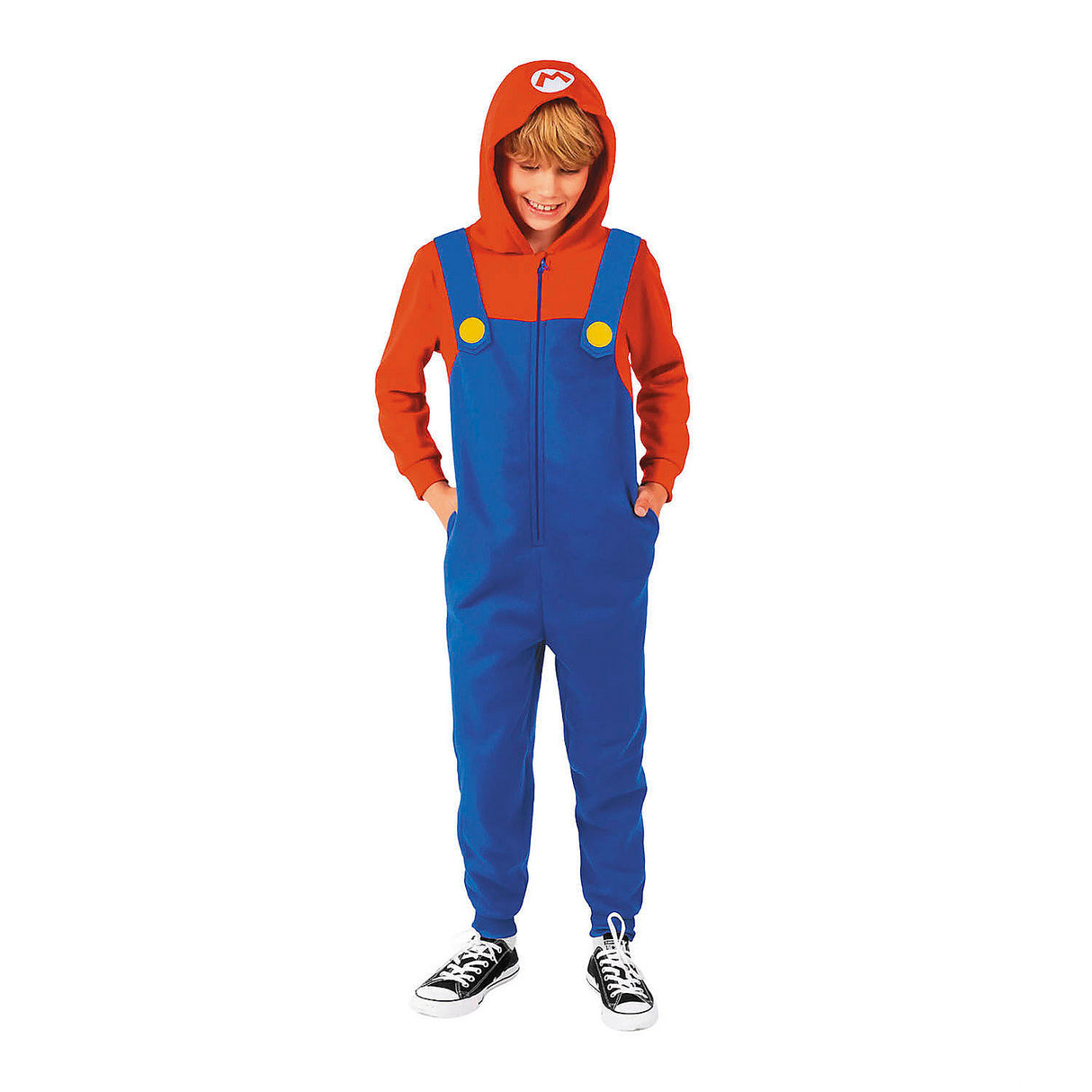 Kids Mario Hooded Onesie Costume for Fun Playtime Halloween Parties and Comic Con Events