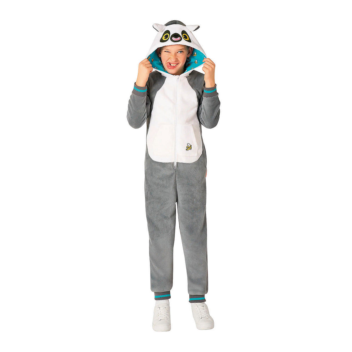 Kids Lemur Hooded Onesie Costume for Fun Parties and Animal-Themed Events