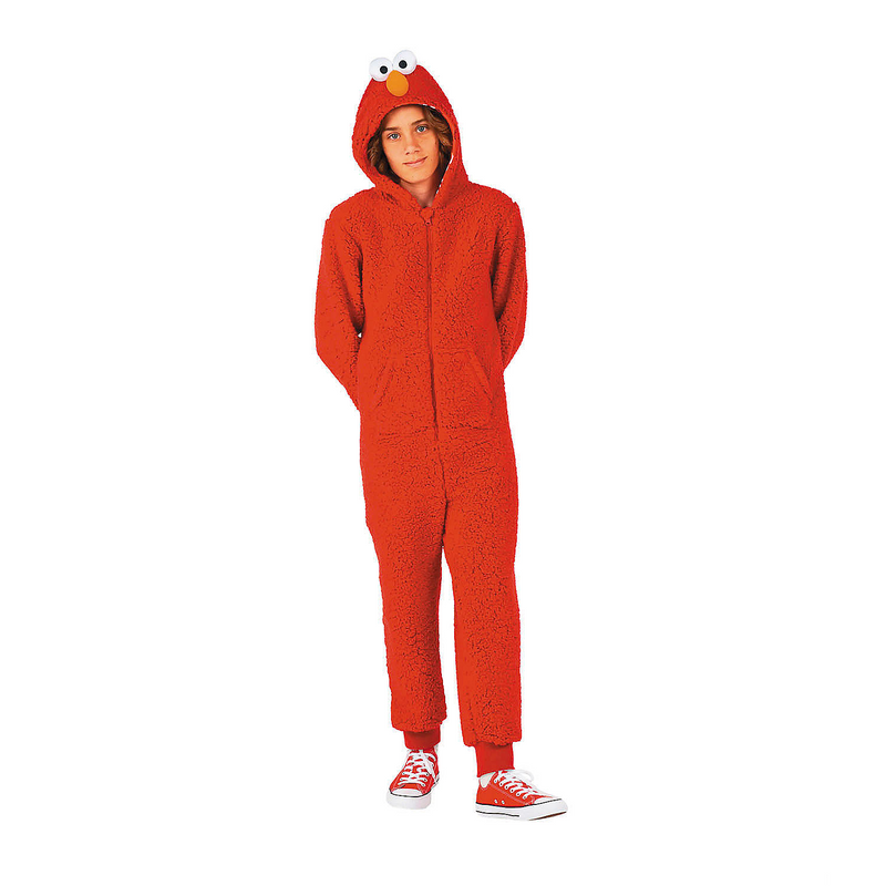 Comfortable Kids Elmo Hooded Onesie Costume for Halloween Parties and Everyday Fun