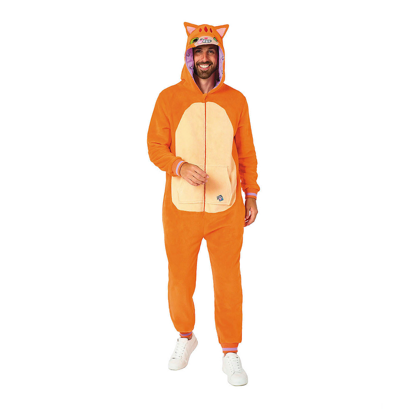 Comfortable Red Cat Hooded Onesie Costume for Adults Halloween Parties and Cozy Dress Up Fun
