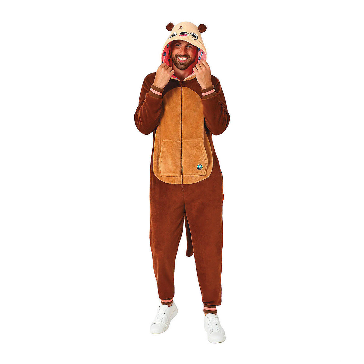Cozy Adults Otter Hooded Onesie Costume for Fun Parties and Relaxing Gatherings