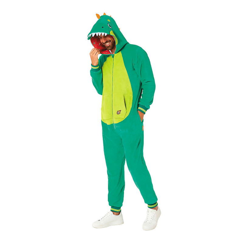 Comfortable Adults Dinosaur Hooded Onesie Costume for Halloween Parties Cosplay Events and Fun Dress-Up