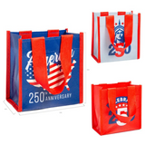 5" x 5" Mini Patriotic America 250th Anniversary Laminated Shopper Tote Bags 12 Pc.
