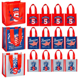 5" x 5" Mini Patriotic America 250th Anniversary Laminated Shopper Tote Bags 12 Pc.