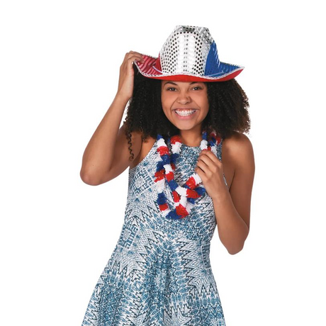 36" Patriotic Tri-Color Red, White & Blue Plastic Leis 12 Pc.