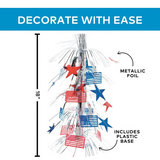 18" Patriotic US Flag-Themed Metallic Foil Tabletop Centerpiece