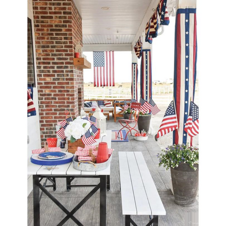 18" x 12" Large Poly-Cotton American Flags on 30" Wood Stick - 12 Pc.