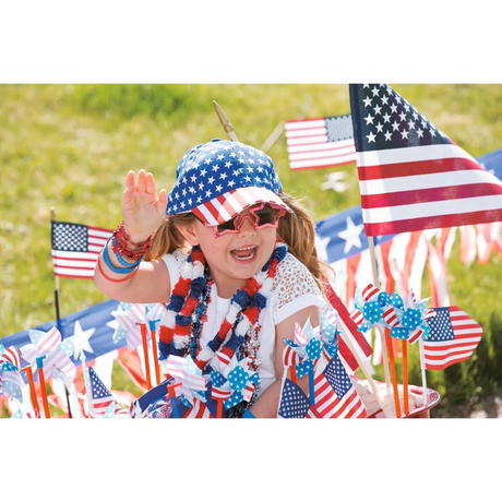 18" x 12" Large Poly-Cotton American Flags on 30" Wood Stick - 12 Pc.