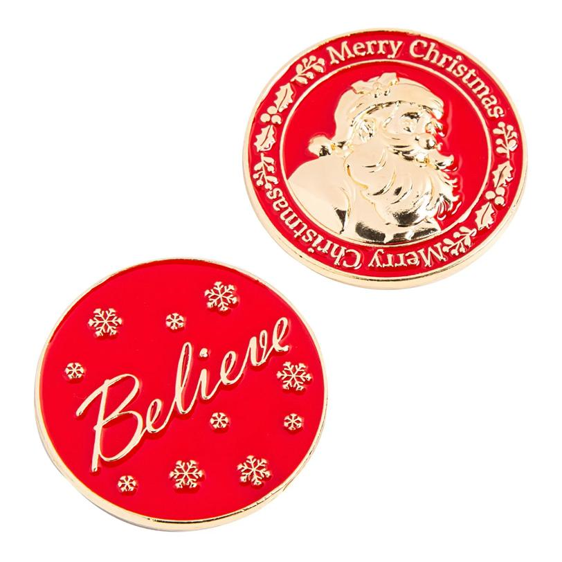 Bulk Red Santa Believe Metal Coins