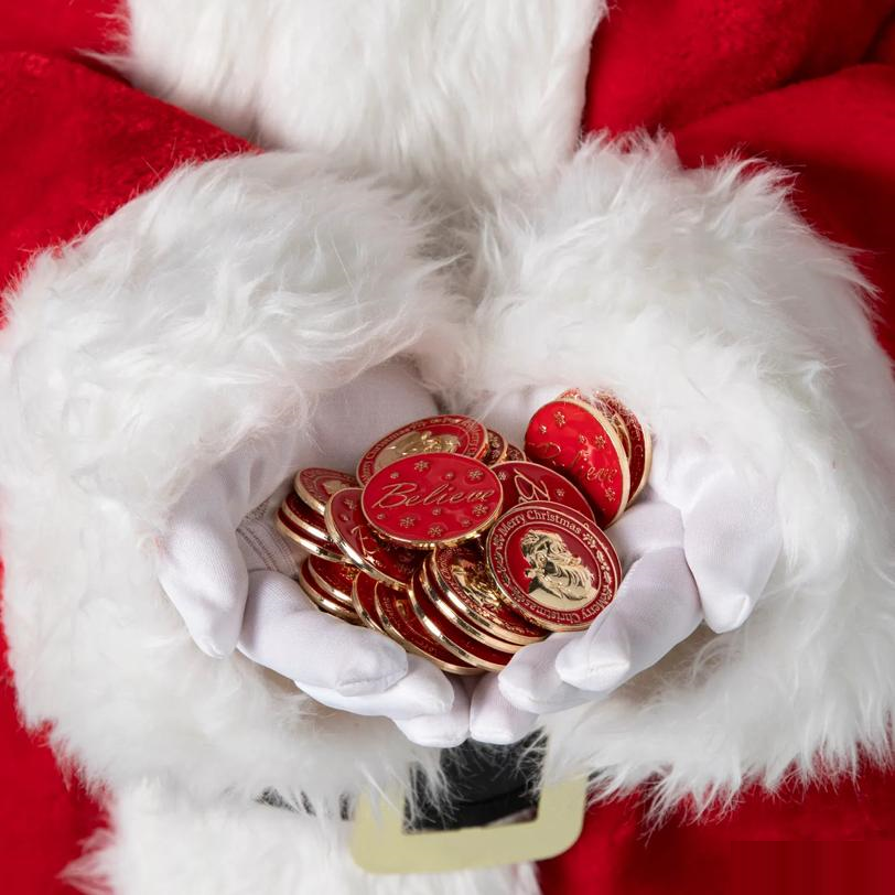 Bulk Red Santa Believe Metal Coins