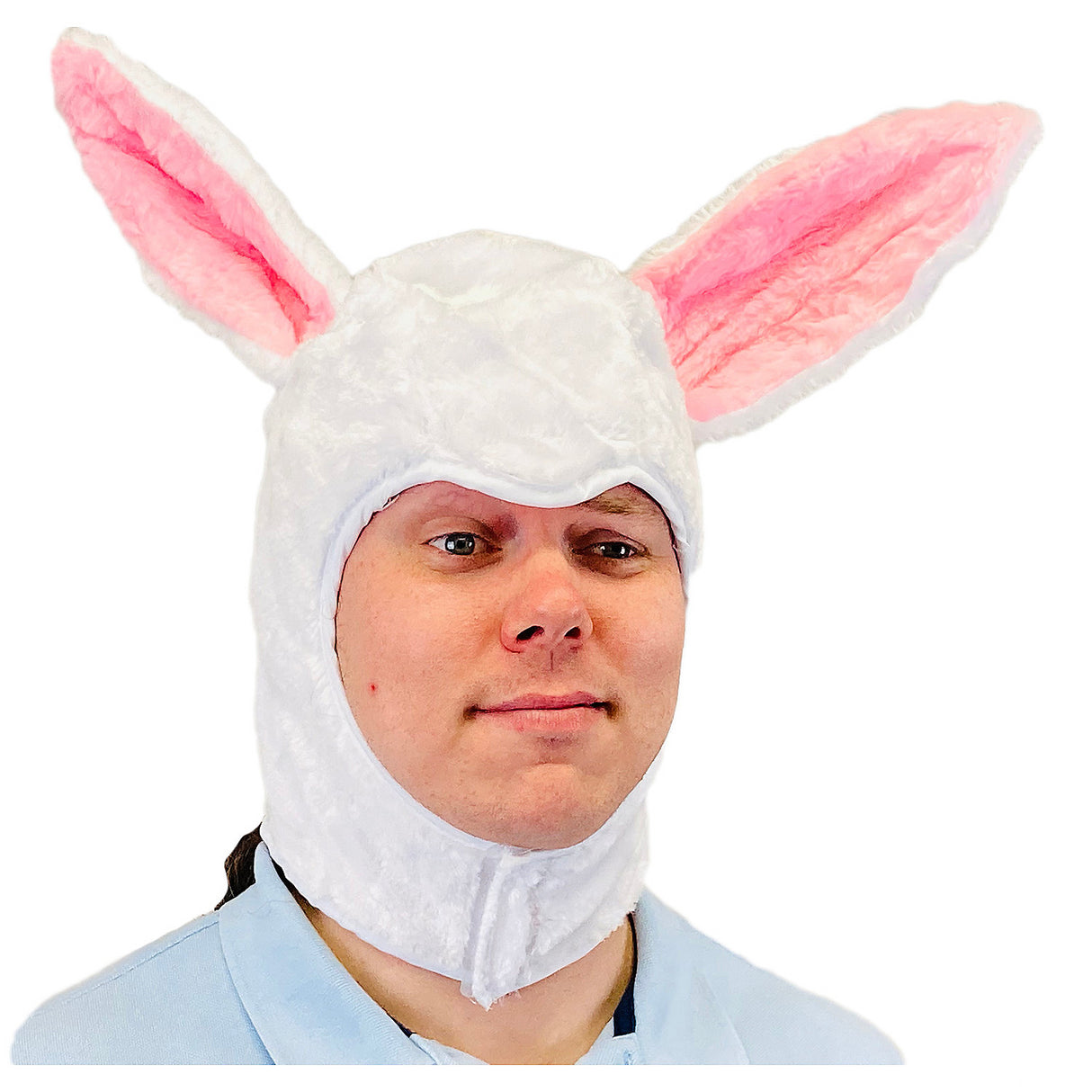 Soft White Adult Bunny Hood for Costume Parties Halloween Events and Themed Celebrations