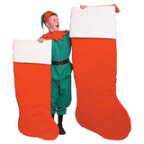 Classic Giant Plush Santa Stocking for Holiday Festivities Christmas Decorations and Gift Giving