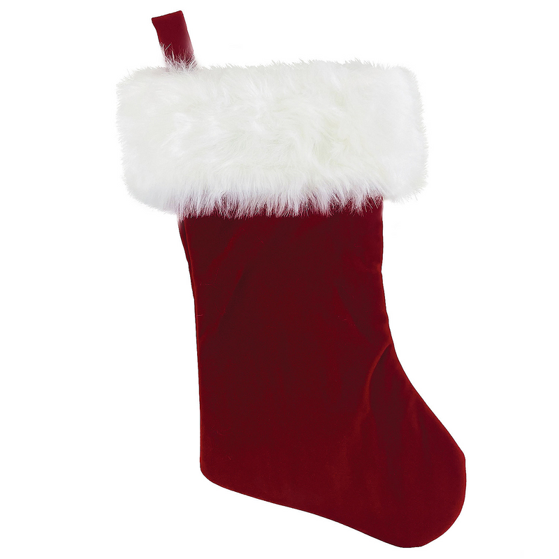 Burgundy Velvet Lined Stocking, 19"