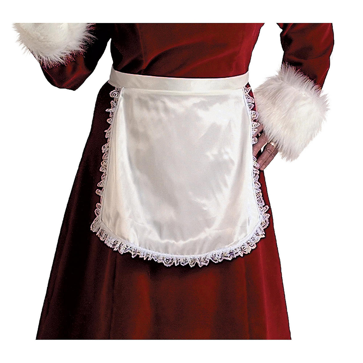 Charming Mrs Claus Satin Apron for Christmas Dinner Holiday Parties and Festive Gatherings