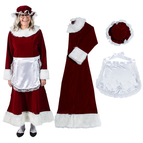 Burgundy velvet Mrs. Claus Christmas costume