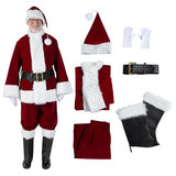 Exquisite Burgundy Velvet Santa Suit for Holiday Parties Christmas Events and Family Gatherings