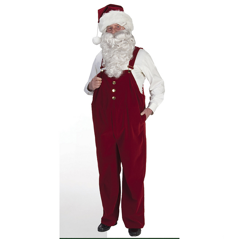 Burgundy Velvet Santa Overalls - LG