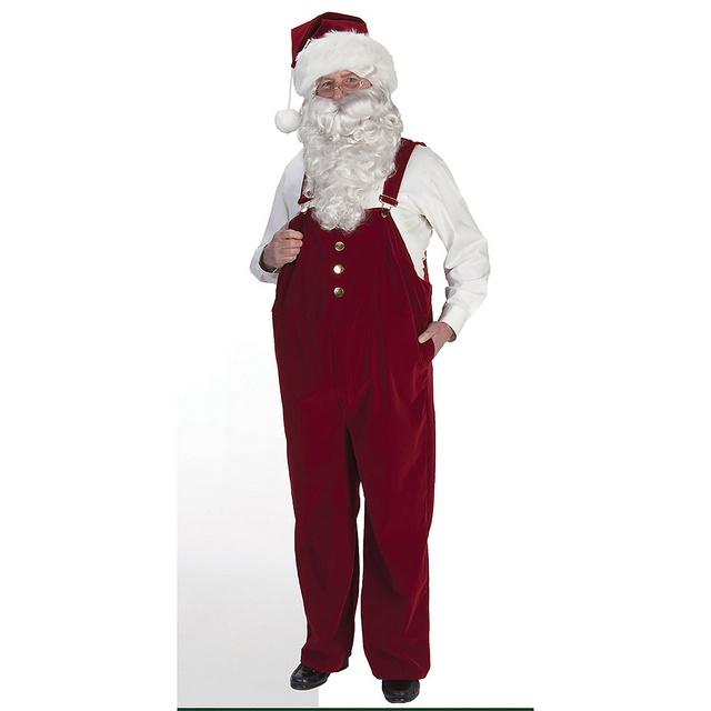 Burgundy Velvet Santa Overalls - LG