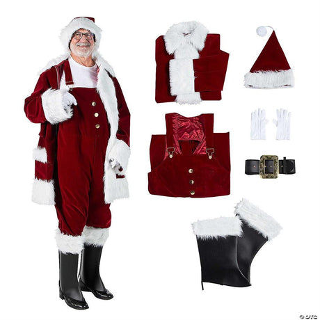 Burgundy Velvet Santa Suit with Overalls - LG