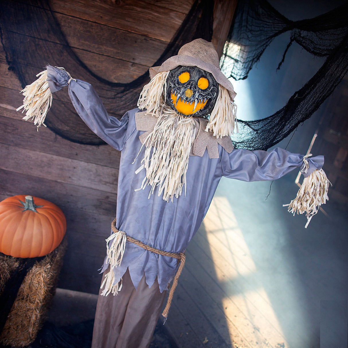 Standing Animated Ghoulish Scarecrow Halloween Decoration 6 Ft.
