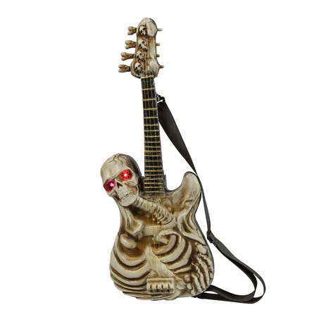 Light-Up Ukulele-Shaped Plastic Skeleton Halloween Decoration, 2 Ft.