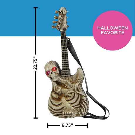 Light-Up Ukulele-Shaped Plastic Skeleton Halloween Decoration, 2 Ft.