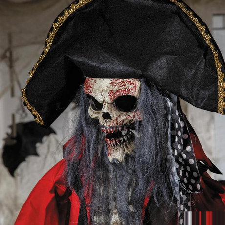 Standing Animated Plastic Skeleton Pirate Halloween Decoration 6 Ft.
