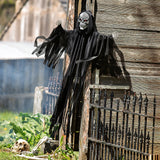 Creepy 4 Ft Hanging Animated Black Skeleton Reaper for Halloween Haunt Decor and Scary Parties