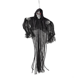4 Ft. Hanging Animated Black Skeleton Reaper Halloween Decoration