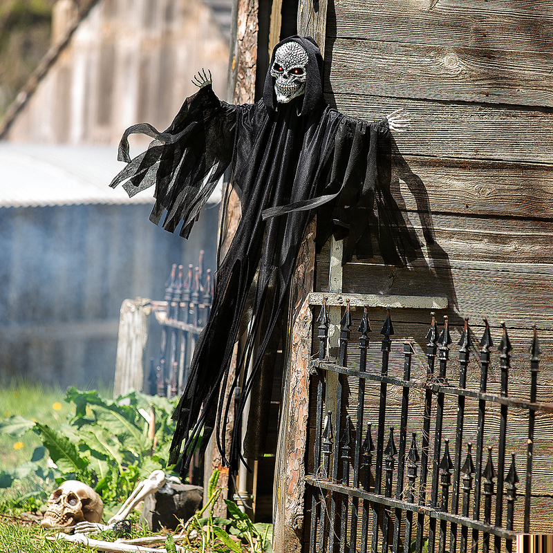 4 Ft. Hanging Animated Black Skeleton Reaper Halloween Decoration