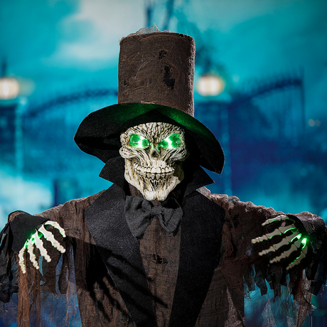 Light-Up Standing Black Skeleton Halloween Decoration 66"