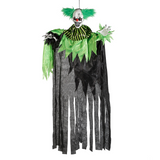 Hanging Animated Green & Black Clown Halloween Decoration 4 Ft.