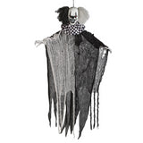 Spooky Hanging Animated Black and White Clown for Halloween Display Decor and Frights