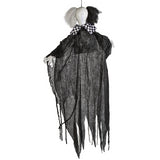 Spooky Hanging Animated Black and White Clown for Halloween Display Decor and Frights