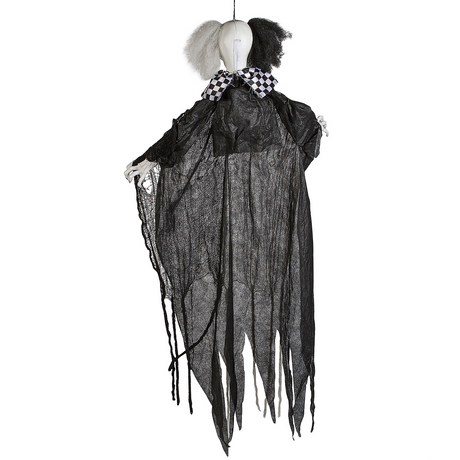 Hanging Animated Black & White Clown Halloween Decoration 4 Ft.