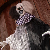 Spooky Hanging Animated Black and White Clown for Halloween Display Decor and Frights