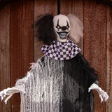 Spooky Hanging Animated Black and White Clown for Halloween Display Decor and Frights
