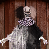 Hanging Animated Black & White Clown Halloween Decoration 4 Ft.