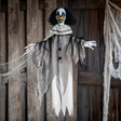 Hanging Animated Black & White Clown Halloween Decoration 35 1/2"
