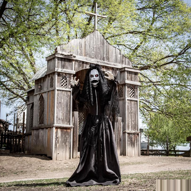 Standing Jaw Dropping Bride with Black Dress Halloween Decoration 66"