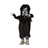Creepy Standing Animated Black White Shoes Girl Decoration for Halloween Haunted Events and Scary Parties