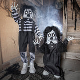 Creepy Standing Animated Black White Shoes Girl Decoration for Halloween Haunted Events and Scary Parties