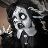 Creepy Standing Animated Black White Shoes Girl Decoration for Halloween Haunted Events and Scary Parties