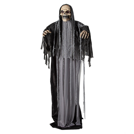 Standing Up & Down Black & Gray Skeleton Reaper Halloween Decoration 6 Ft.