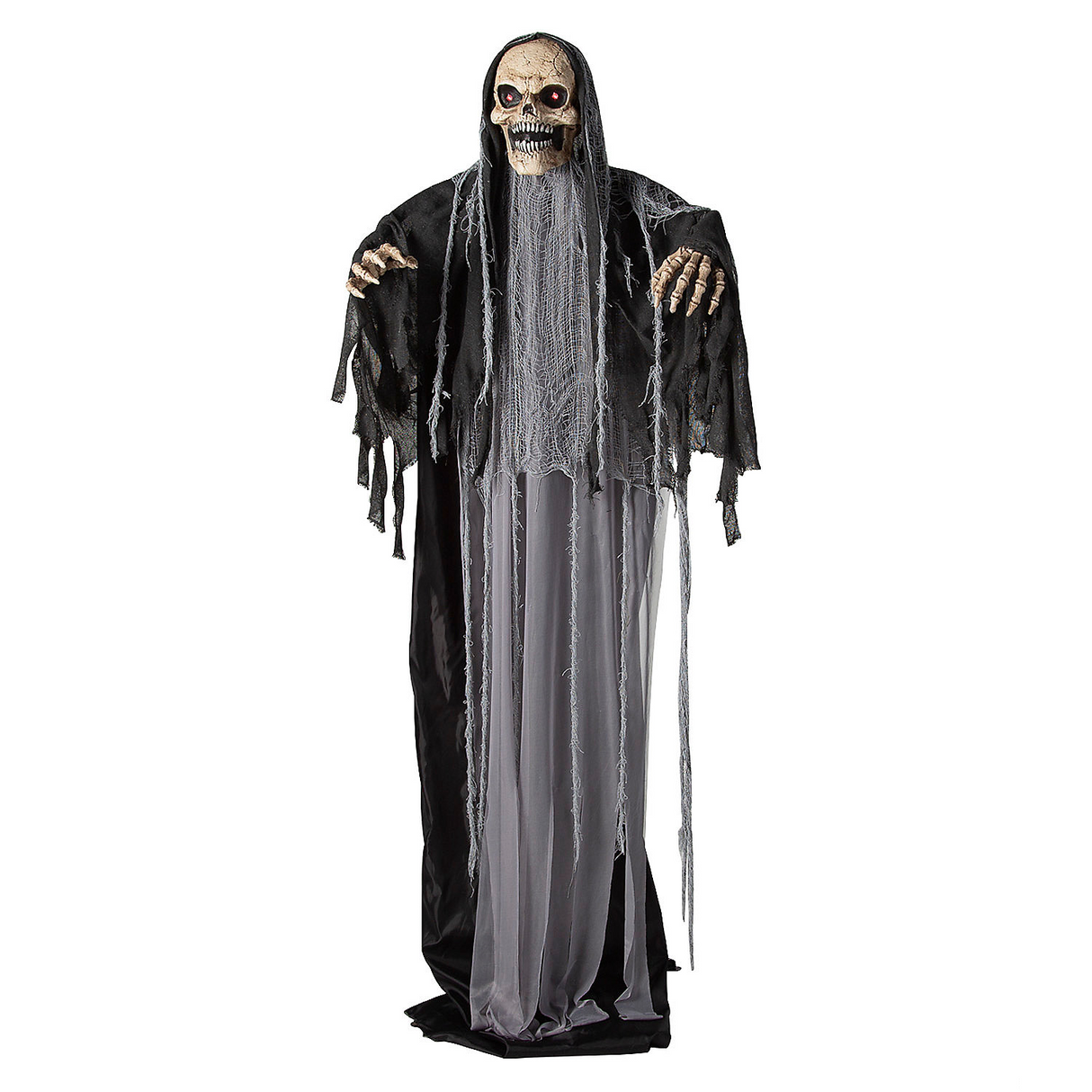 Standing Up &amp; Down Black &amp; Gray Skeleton Reaper Halloween Decoration, 6 Ft.