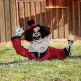 Spooky Groundbreaker Animated Clown Halloween Decoration for Outdoor Parties and Haunted House Events