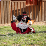 Groundbreaker Animated Black, Red & White Clown Halloween Decoration, 19 1/2"